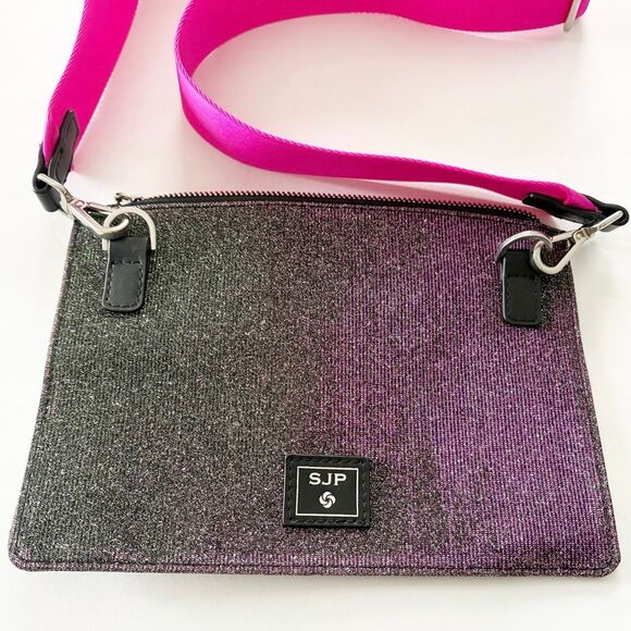 Sarah Jessica Parker (SJP) RFID Convertible Crossbody Bag Candy Black Shimmer Pi - Picture 3 of 5